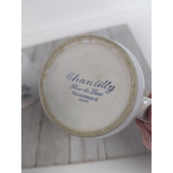 Set of 2 CHANTILLY Stoneware By Hearthside Cups  Coffee Tea Fleur De Lune - Picture 8 of 8